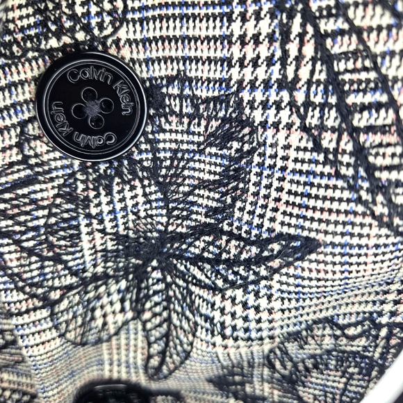 Calvin Klein Grey Casual Plaid Floral Embroidery Coat Dress Sz2 - Picture 5 of 12